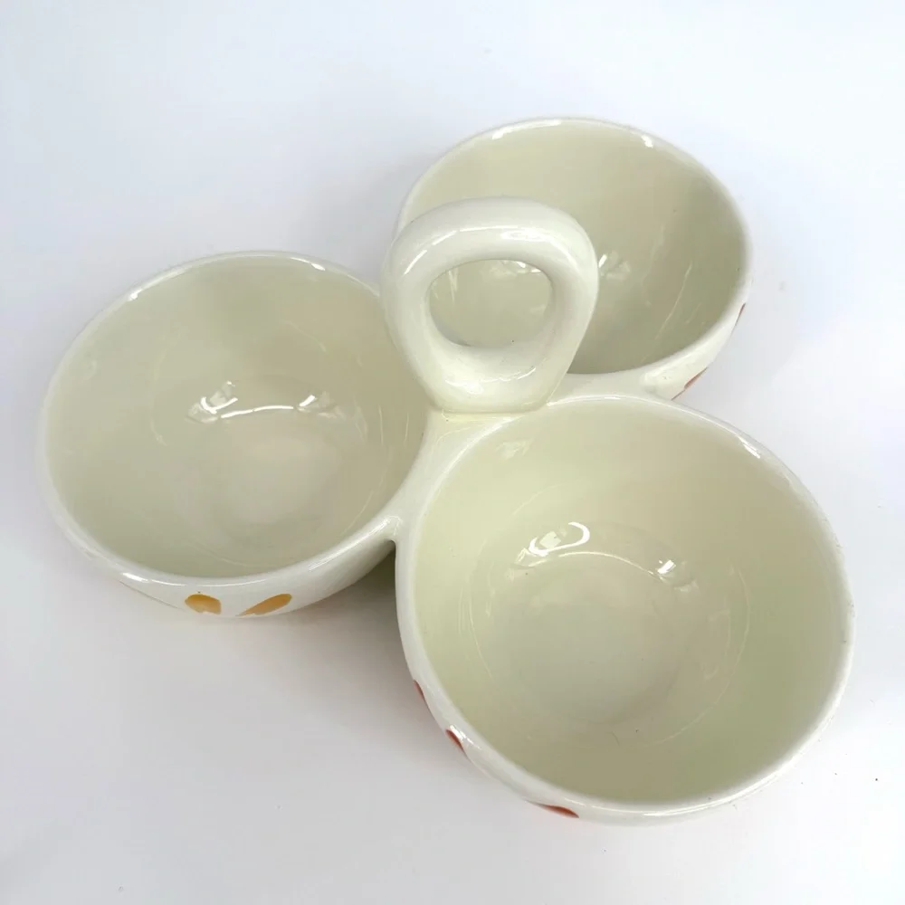 Pier 1 Cream Floral Ceramic Divided Serving Dish NWT
